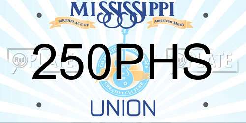 250PHS Mississippi License Plate