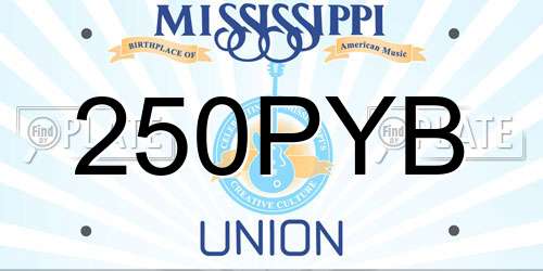 250PYB Mississippi License Plate