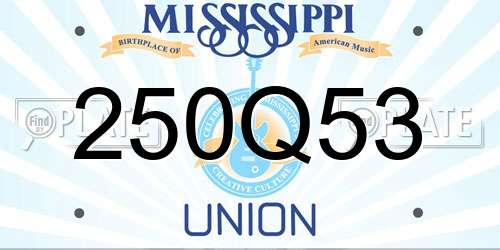 250Q53 Mississippi License Plate