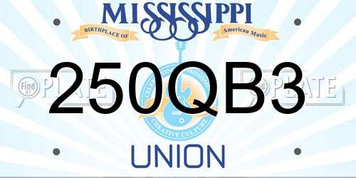 250QB3 Mississippi License Plate