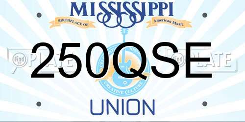 250QSE Mississippi License Plate