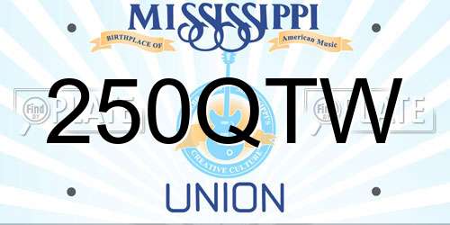 250QTW Mississippi License Plate