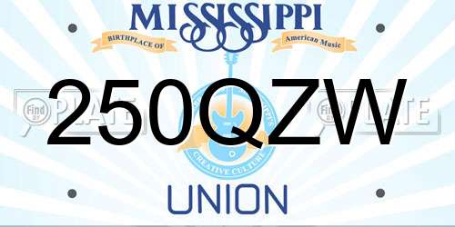 250QZW Mississippi License Plate