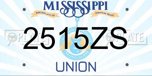 2515ZS Mississippi License Plate