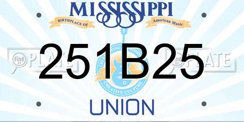 251B25 Mississippi License Plate
