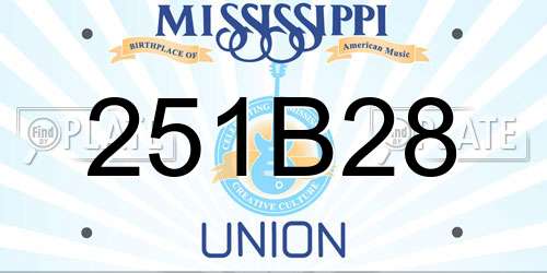 251B28 Mississippi License Plate