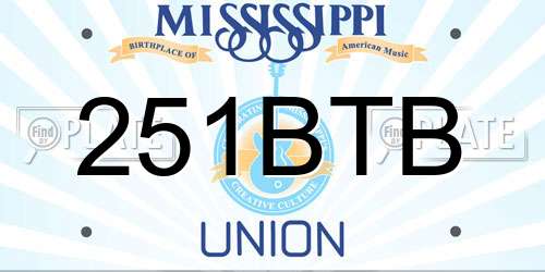 251BTB Mississippi License Plate