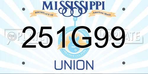251G99 Mississippi License Plate