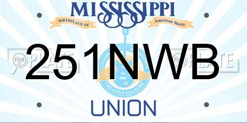 251NWB Mississippi License Plate