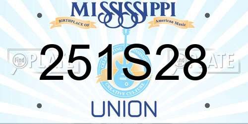 251S28 Mississippi License Plate