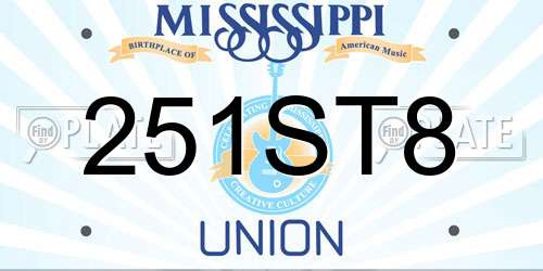 251ST8 Mississippi License Plate