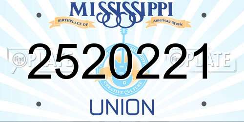 2520221 Mississippi License Plate