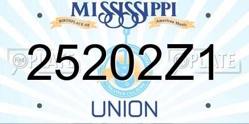25202Z1 Mississippi License Plate