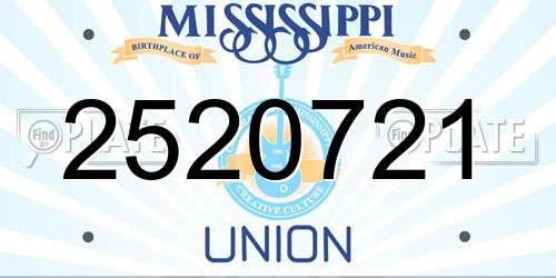 2520721 Mississippi License Plate