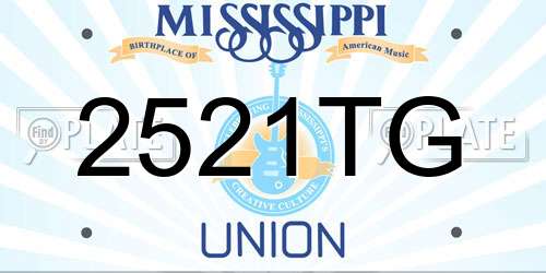 2521TG Mississippi License Plate