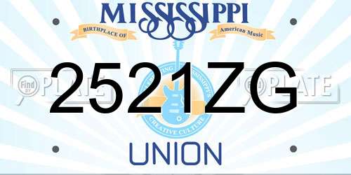2521ZG Mississippi License Plate
