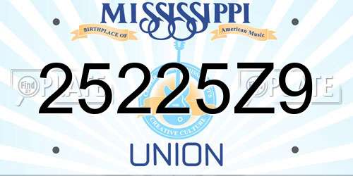 25225Z9 Mississippi License Plate