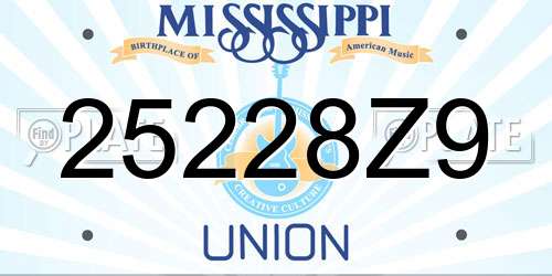 25228Z9 Mississippi License Plate