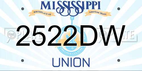 2522DW Mississippi License Plate