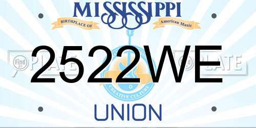 2522WE Mississippi License Plate