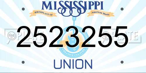 2523255 Mississippi License Plate