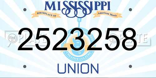 2523258 Mississippi License Plate