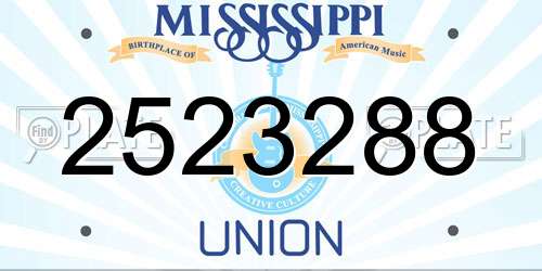 2523288 Mississippi License Plate