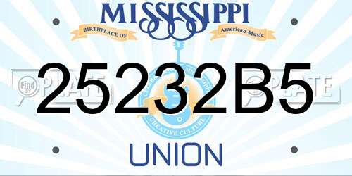 25232B5 Mississippi License Plate
