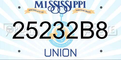 25232B8 Mississippi License Plate
