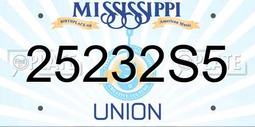 25232S5 Mississippi License Plate