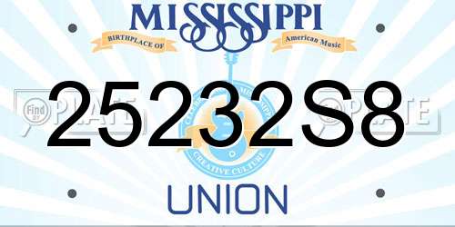 25232S8 Mississippi License Plate
