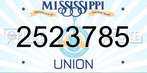 2523785 Mississippi License Plate