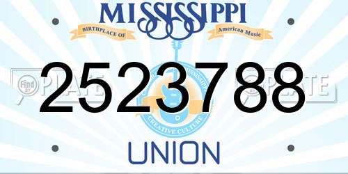 2523788 Mississippi License Plate