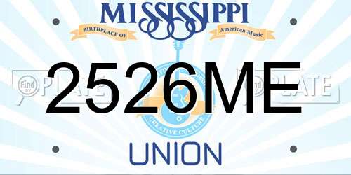 2526ME Mississippi License Plate