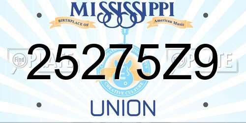 25275Z9 Mississippi License Plate