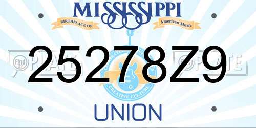 25278Z9 Mississippi License Plate
