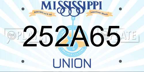252A65 Mississippi License Plate