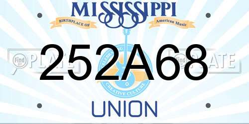 252A68 Mississippi License Plate