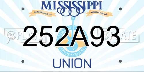 252A93 Mississippi License Plate
