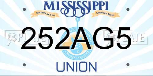 252AG5 Mississippi License Plate