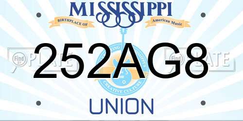 252AG8 Mississippi License Plate
