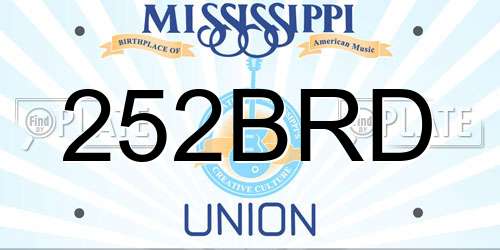 252BRD Mississippi License Plate