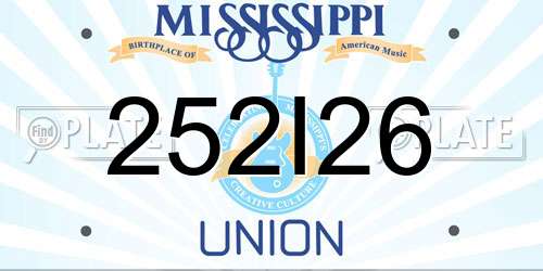 252I26 Mississippi License Plate
