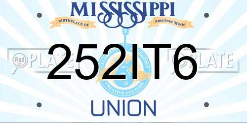 252IT6 Mississippi License Plate