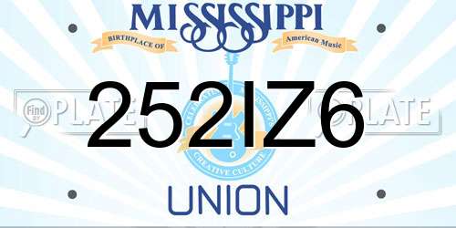 252IZ6 Mississippi License Plate