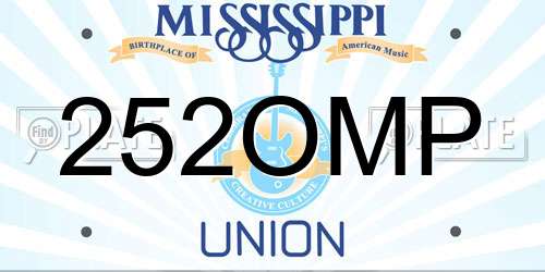 252OMP Mississippi License Plate