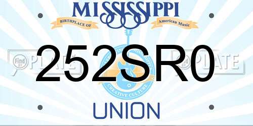 252SR0 Mississippi License Plate