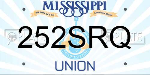 252SRQ Mississippi License Plate