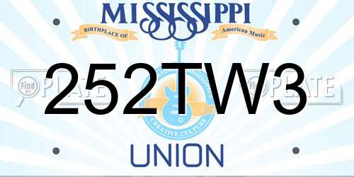 252TW3 Mississippi License Plate