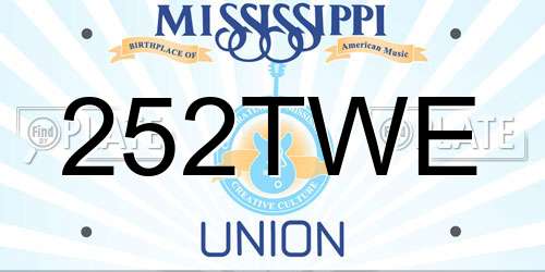252TWE Mississippi License Plate